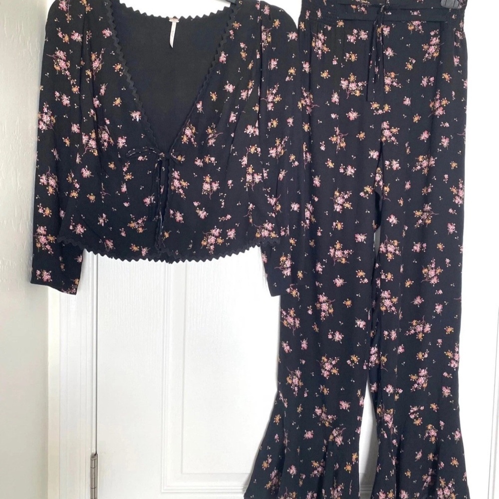 Free People Black Floral Set